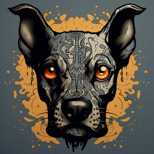 Dog tattoo design kawaiipunk style, minimalist canvases