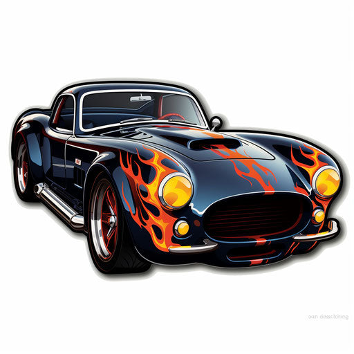 Flame decals for AC Shelby Cobra sports car