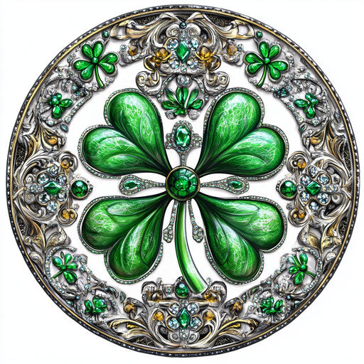 Shamrocks and leprechaun hats with emerald jewels