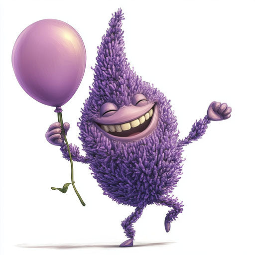 Humorous caricature of a lavender with human characteristics
