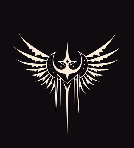 Vampire wings icon satanist symbol tattoos, solarpunk style