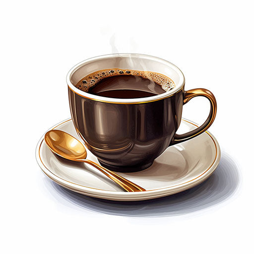 Coffee cup, Chiaroscuro Art style, on white background