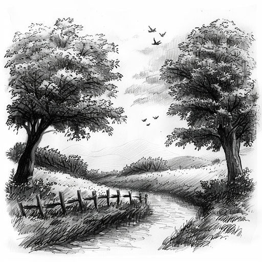 Tattoo of serene nature landscape for peace and remembrance