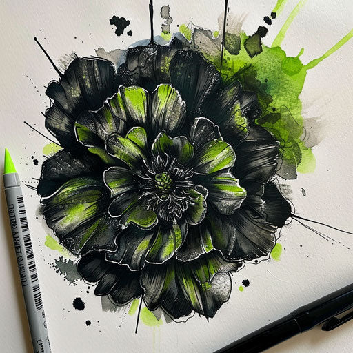 Detailed sketch of a black clover with realistic shading