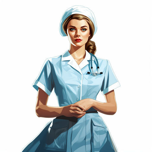 Nurse illustration in the style of Chiaroscuro Art, on a white background