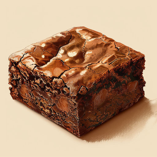 Realistic quality brownie clipart on flat beige background, rustic appeal