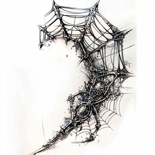 Biomechanical spider web merging organic and mechanical