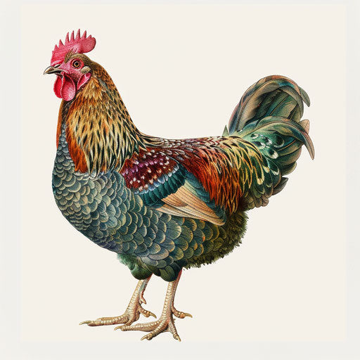 Realistic hen clipart on flat white background with bright colors