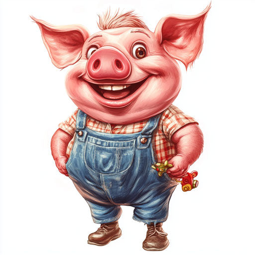 Humorous farm animals caricature with human characteristics