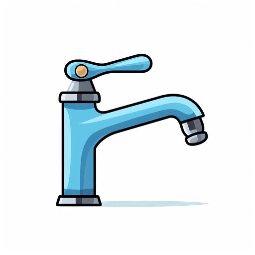 Minimalist style faucet illustration, on white background