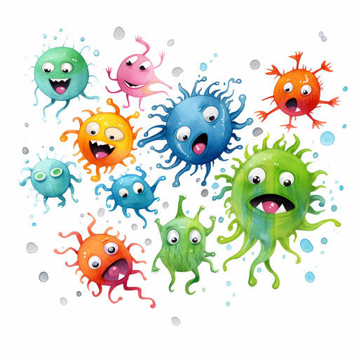 Impressionistic style artwork of bacteria on white background