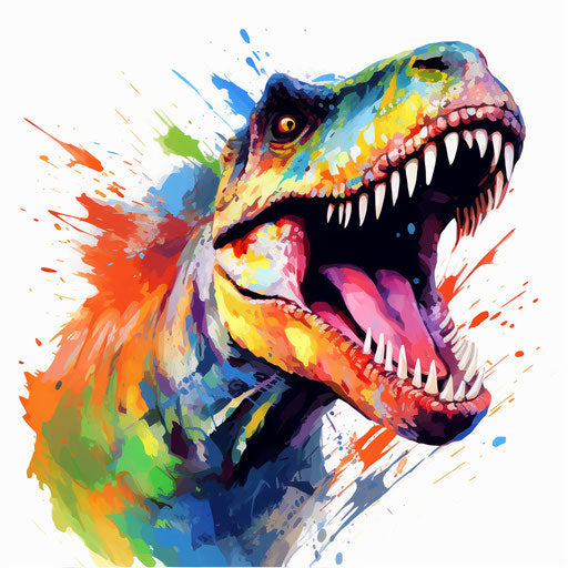 T-Rex clipart in the style of Impressionistic Art, on a white background