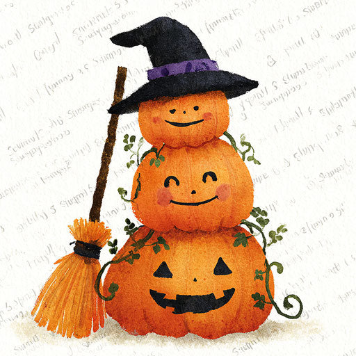 Cheerful pumpkins in the Halloween spirit