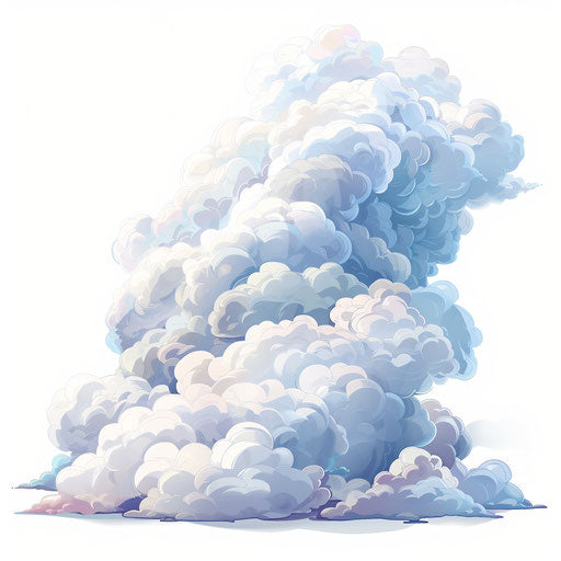 Cartoon cloud PNG in photo realistic style with white background