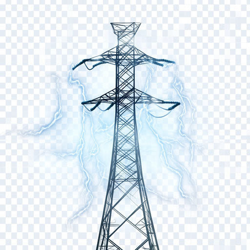 3D electricity on flat white background, isolated clipart