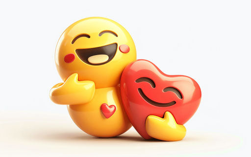 Two cute happy smiling emojis and one heart love smiley hugging, clipart white background 35:22