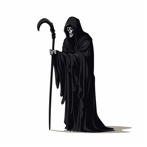 Minimalist style grim reaper clipart on white background