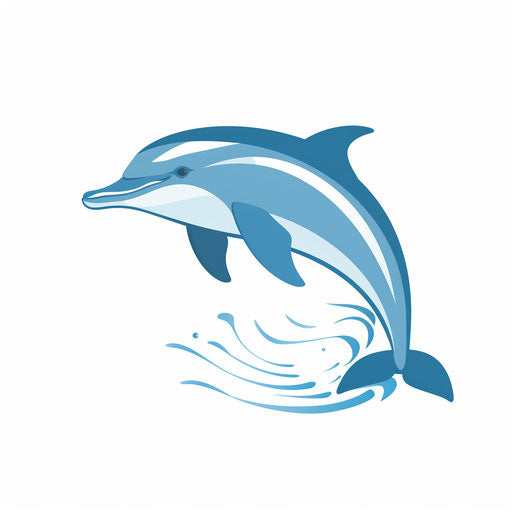 Minimalist style dolphin clipart, on white background