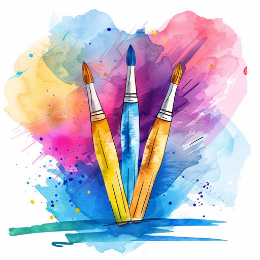 Company logo with hand-drawn elements and colorful palette on watercolor background