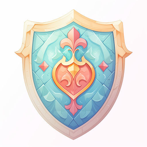 Shield graphic with Pastel Colors Art style on white background