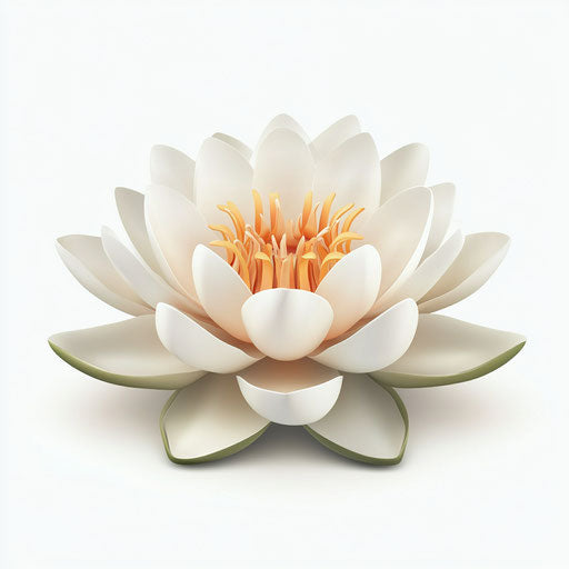 3D lotus flower on flat white background, isolated clipart