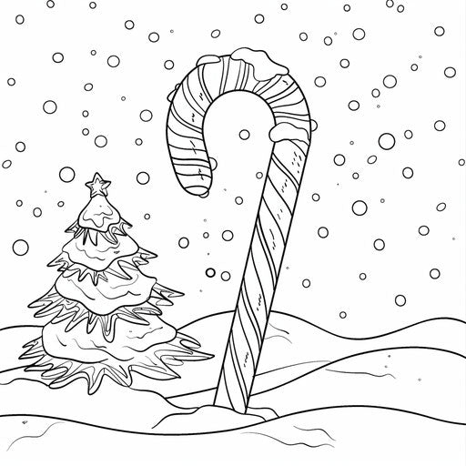 Giant candy cane in the snow