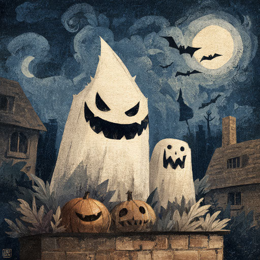 Cheerful Halloween with a charming ghost