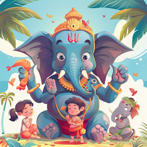Playful ganpati clipart in cartoonish style, appealing to all