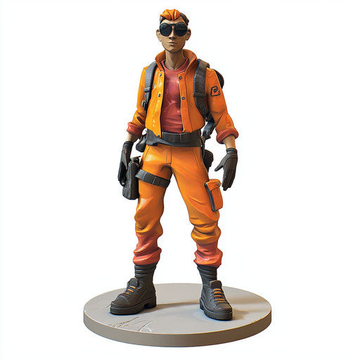 3D Action Figure in photorealistic style with flat white background, isolated clipart