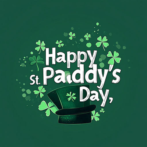 Vector design for St. Patrick's Day with text and shamrocks on green background