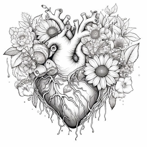 Free printable mandala heart coloring, romantic style