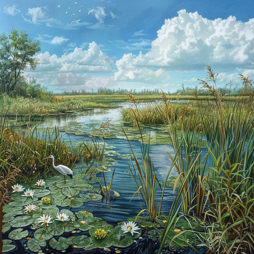 Lush wetland alive with life as crane habitat