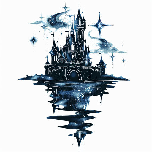 Castle at twilight with stars