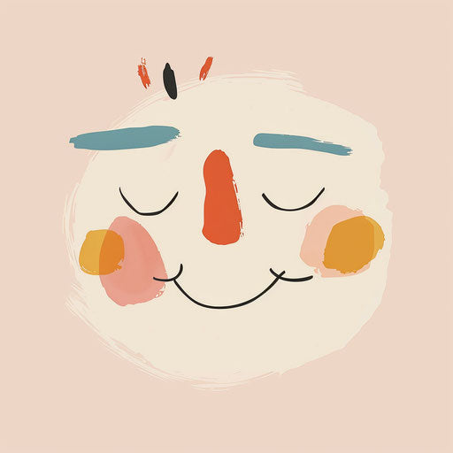 Laughing face in soft pastel minimalist clipart style