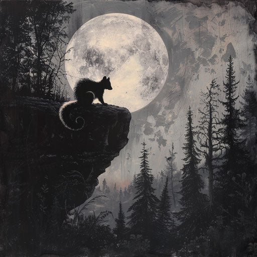 Eastern skunk overlooking forested valley