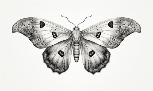 Black and white tattoo style moth sketch