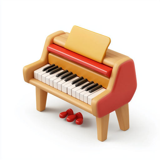 3D Mini Piano on flat white background, isolated clipart
