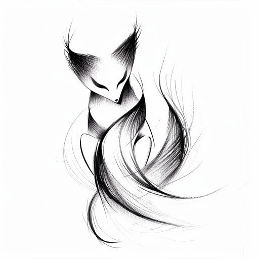 Sleek abstract design of minimalist fox tattoo
