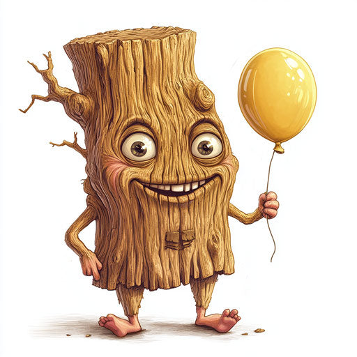 Humorous caricature of a tree trunk clipart with human characteristics