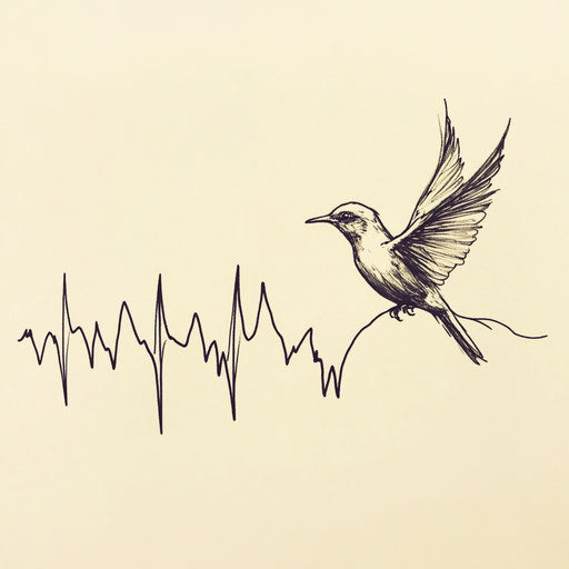 Stylish flat tattoo design for women: lifeline bird