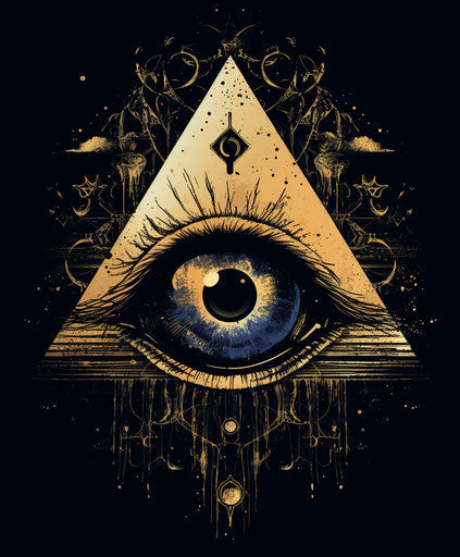 All-seeing triangle background with ocular eye star