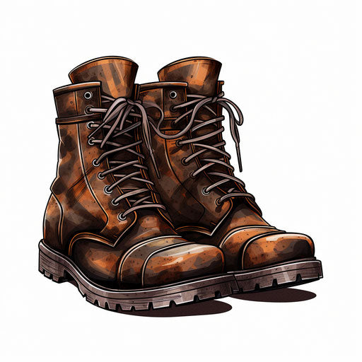 Boots in the Chiaroscuro Art style on white background