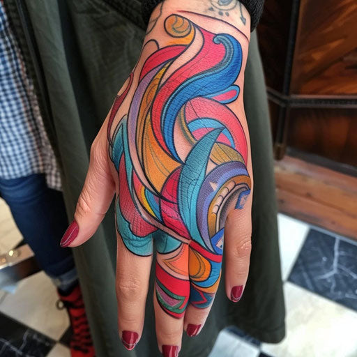 Abstract and colorful tattoo symbolizing women's empowerment