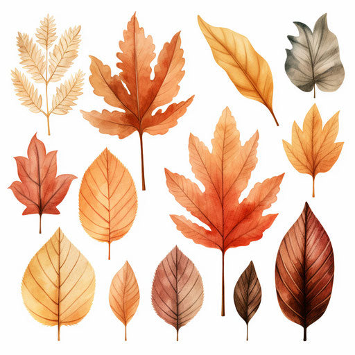 Autumn leaves in Pastel Colors Art style