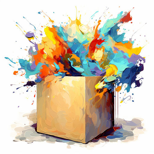 Box clipart in the style of Impressionistic Art