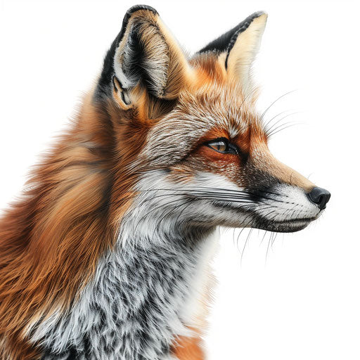 Realistic fox portrait tattoo on white background