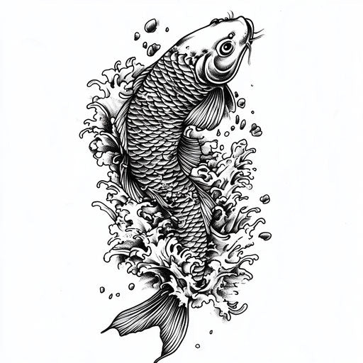 Japanese koi fish inner bicep tattoo sketch