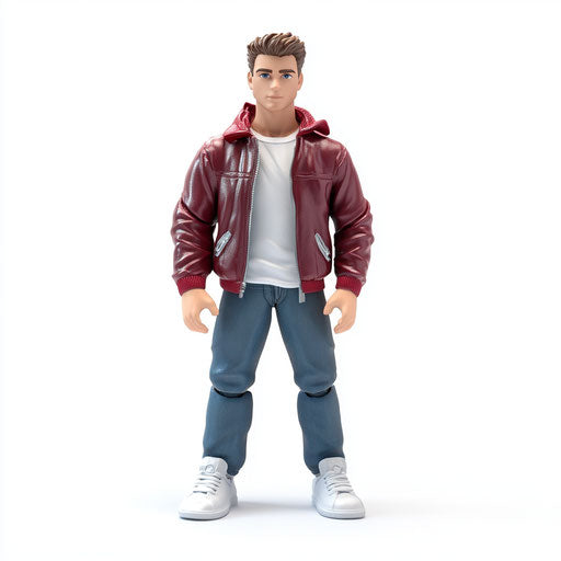 3D Action Figure in photo realistic style on flat white background