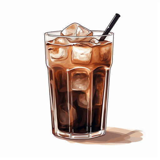 Iced coffee clipart in the style of Chiaroscuro Art, on a white background