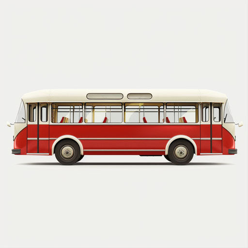 Realistic bus illustration on white background with high detail